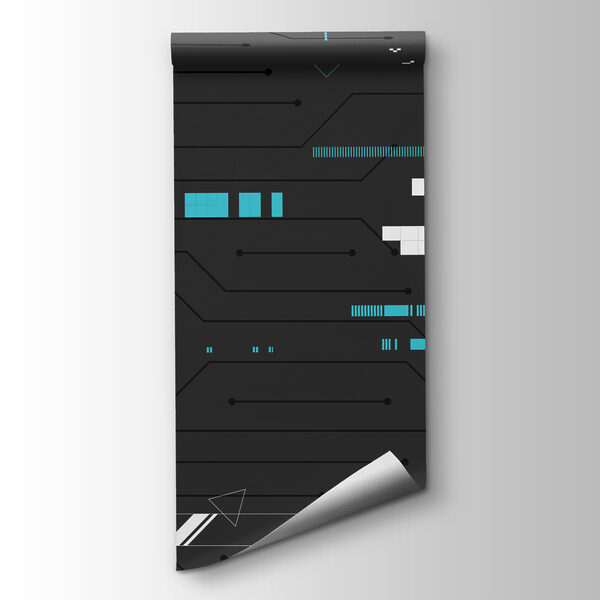 Black background with many lines and dots