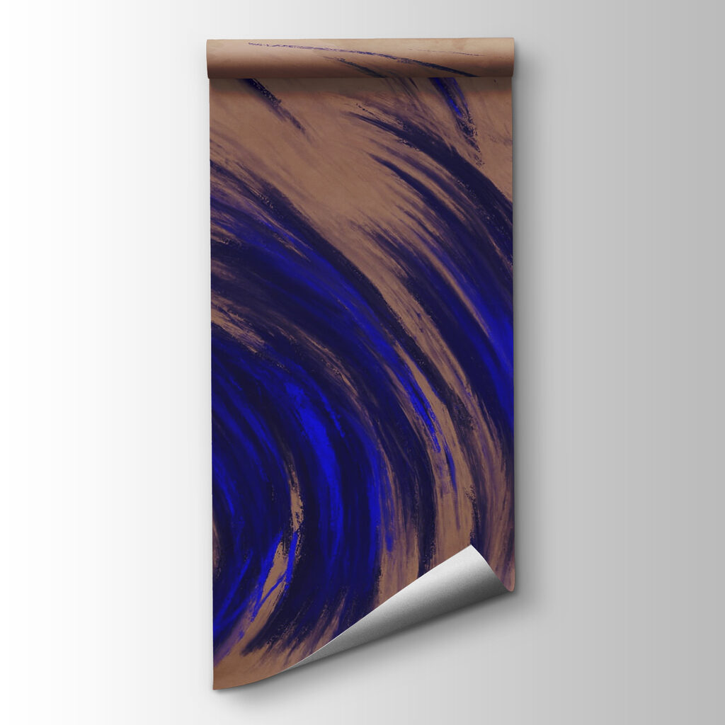 Blue swirls on a brown background