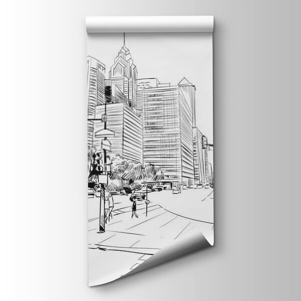 Drawing of a city street Drawing of a city street