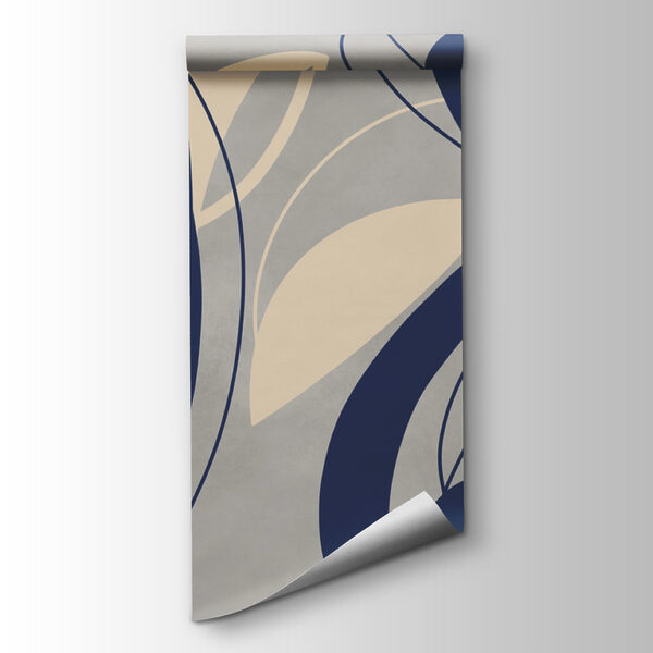 Blue and white swirls on a gray background