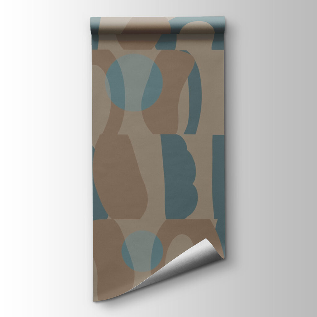 Pattern of blue and brown shapes