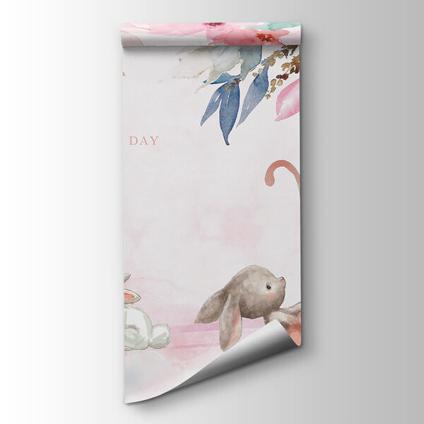 Group of bunnies in an umbrella