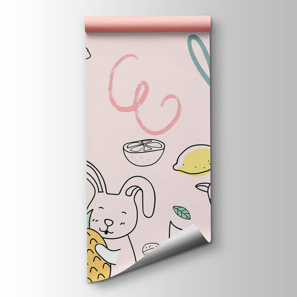 Cartoon animals holding fruits