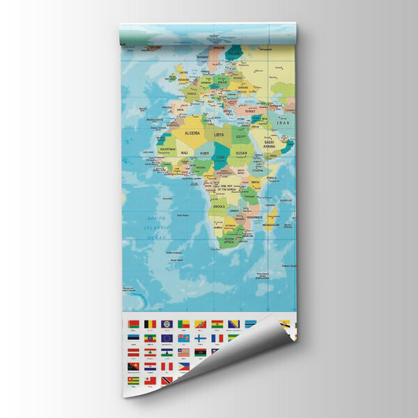 Map of the world with different flags