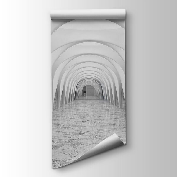 White room with arched ceiling
