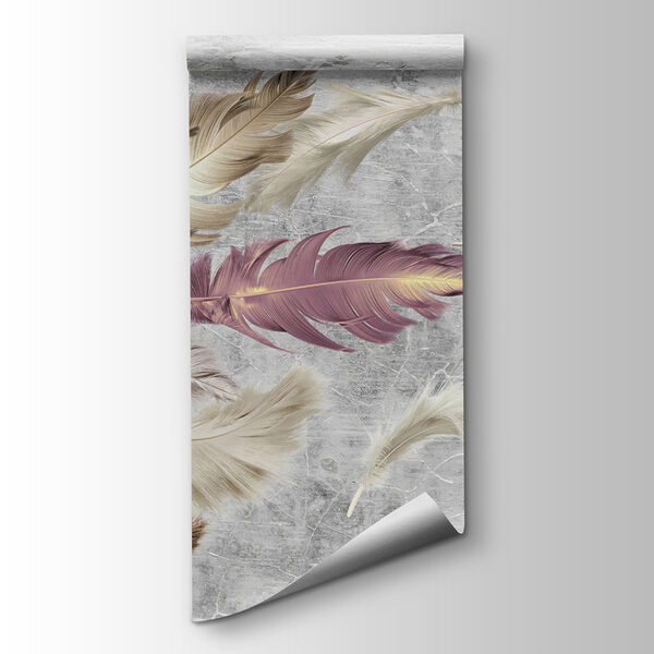 Group of feathers flying