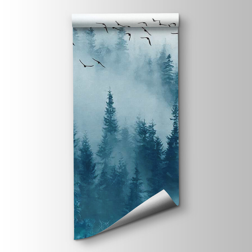 Birds flying over a forest