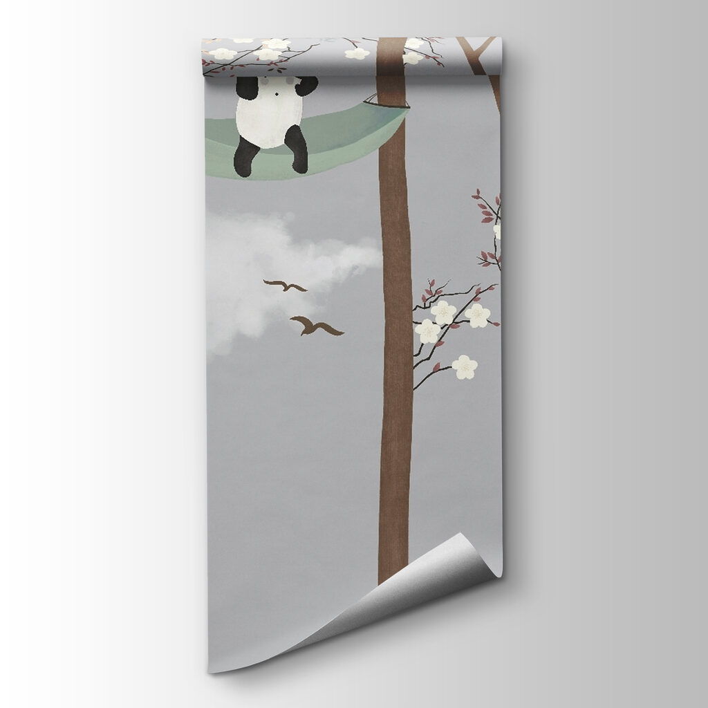 Pandas in hammocks in trees