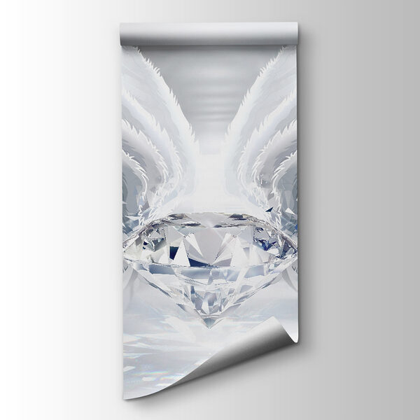 Diamond with wings in a room