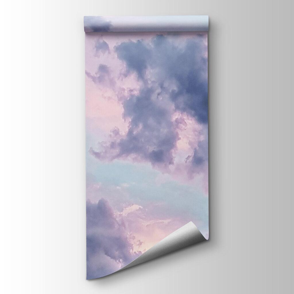 Cloudy sky with pink and blue clouds