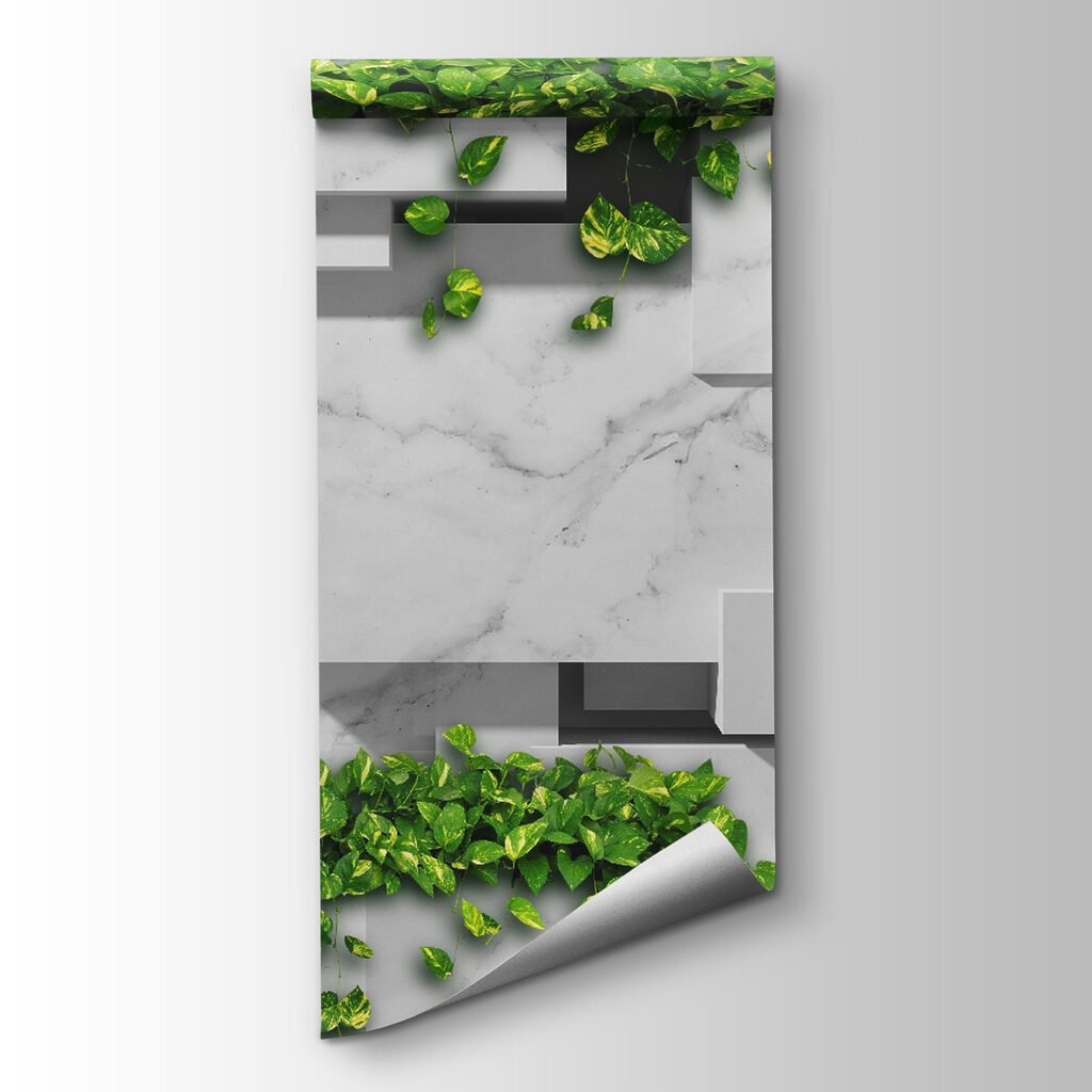 Wall with green leaves