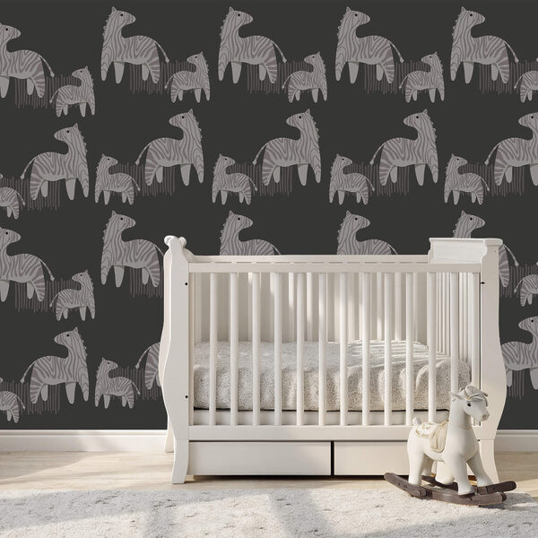 Wzór koni na czarnym tle