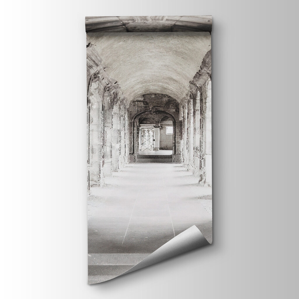 Stone archway with a stone wall