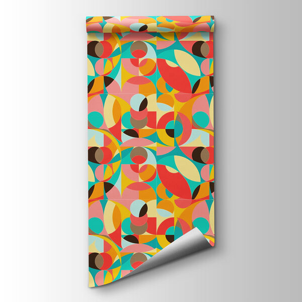 Colorful pattern of circles and squares