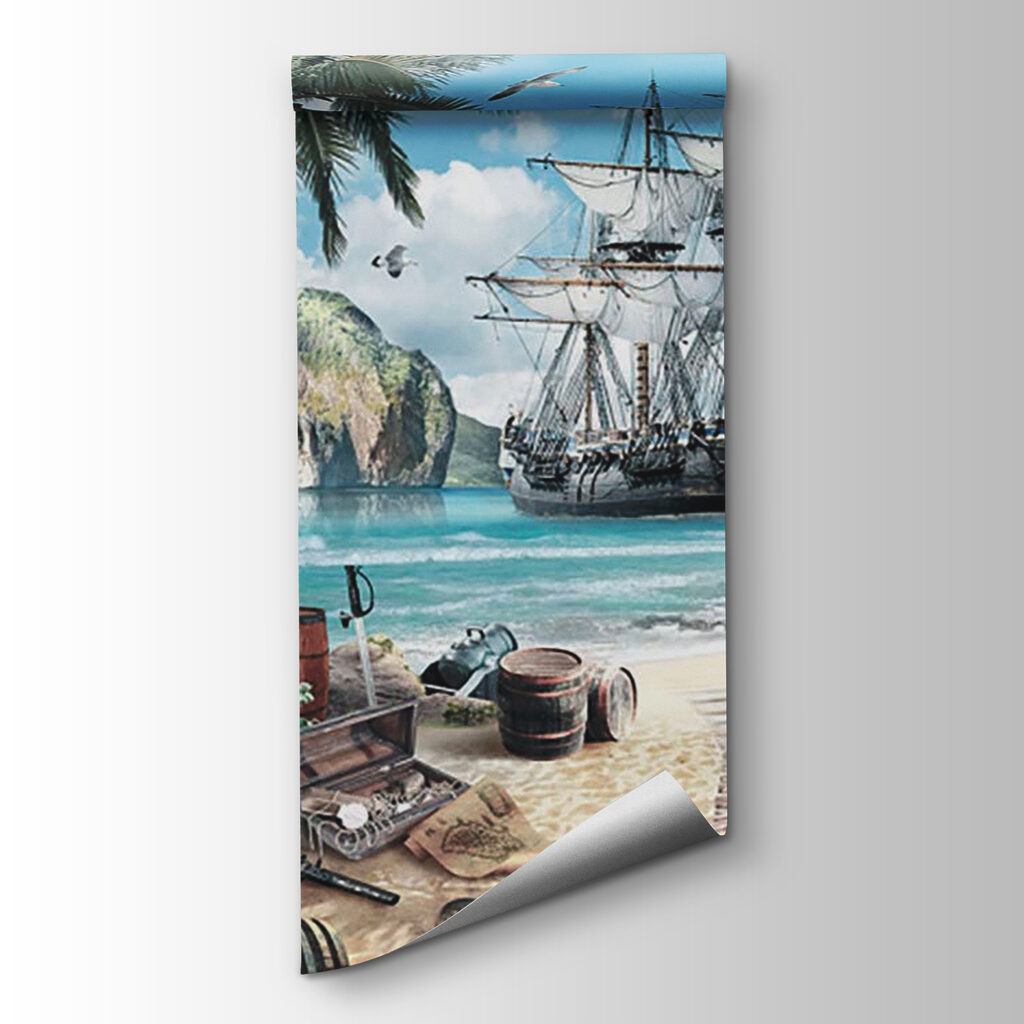 Painting of a ship on a beach
