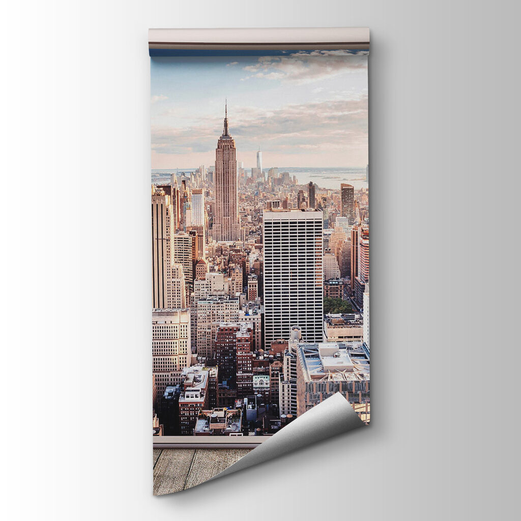 Large window with a city view Large window with a city view