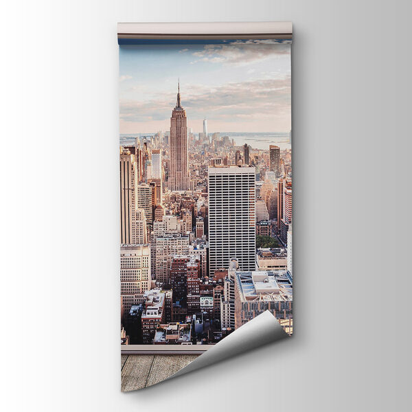 Large window with a city view Large window with a city view