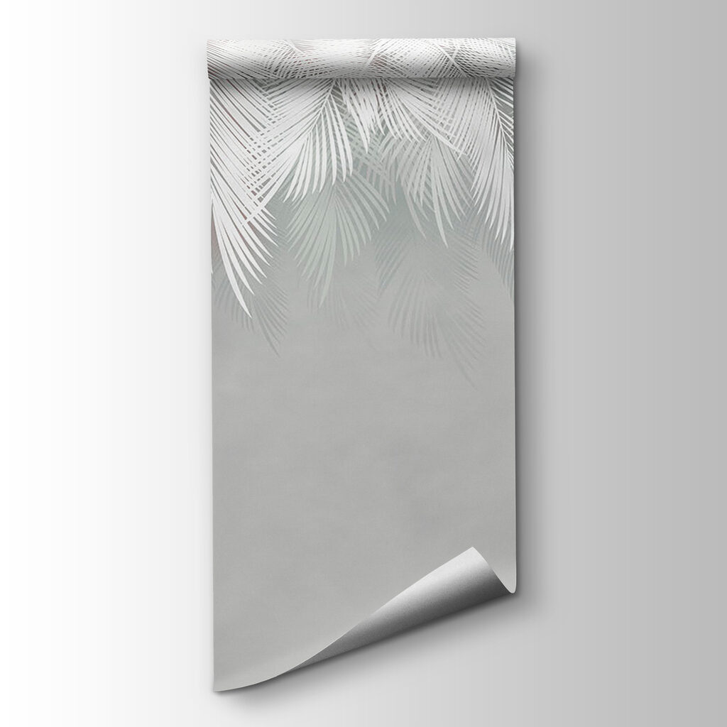 White feather pattern on a gray background