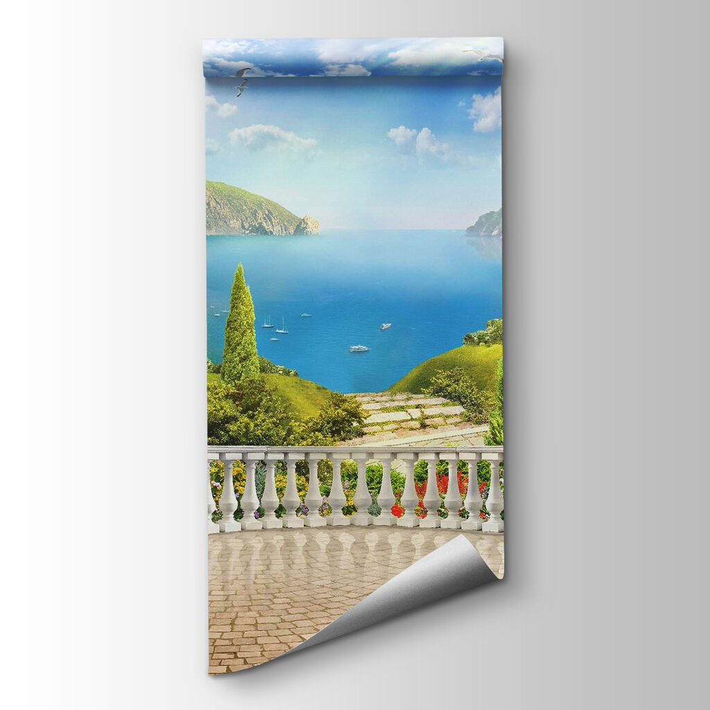 Balcony with a view of a lake and trees