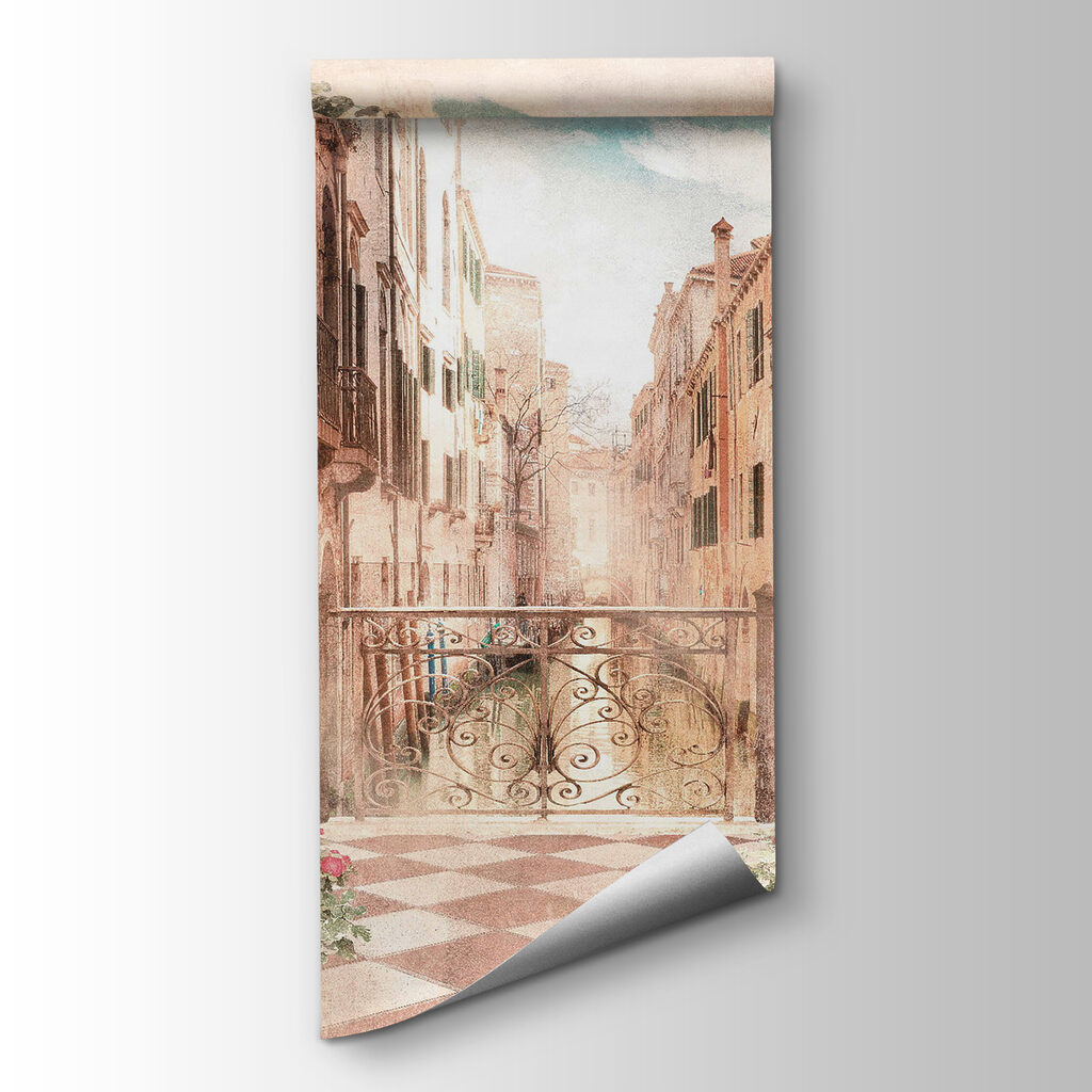 Bridge over a canal between buildings