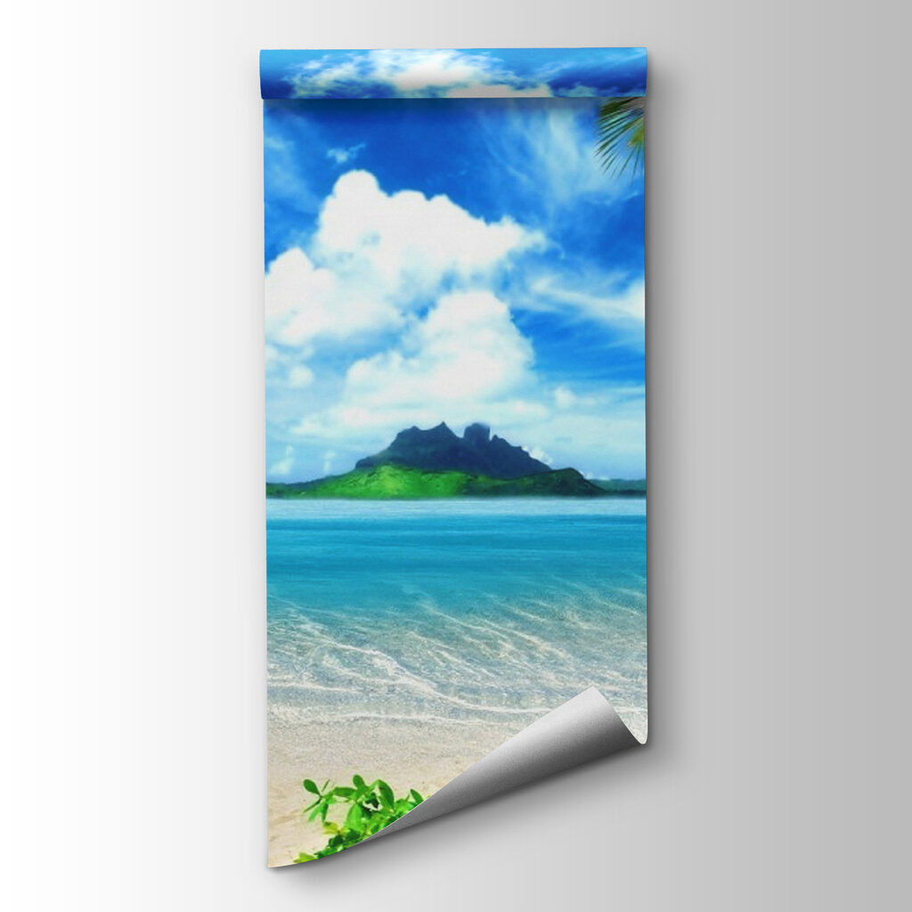 Beach with palm trees and blue water