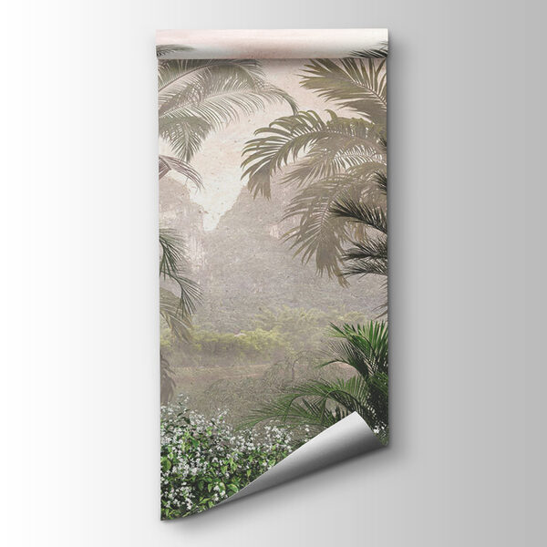 Group of palm trees and bushes