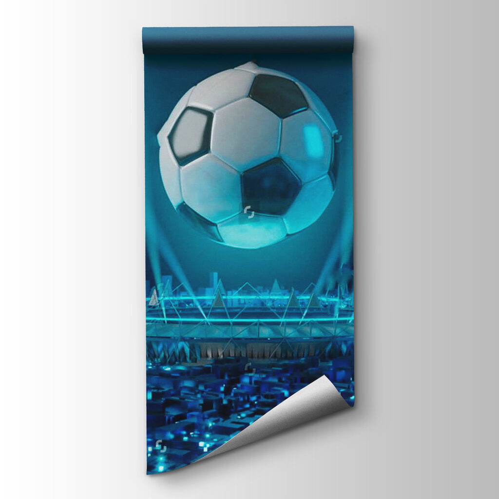 Football ball above a stadium