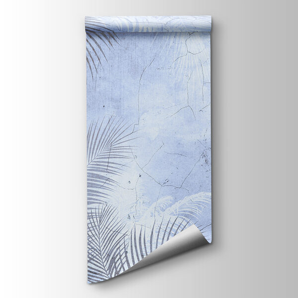 A wall with palm leaves