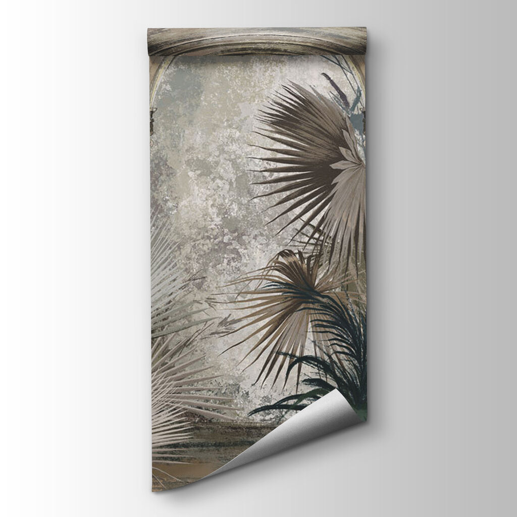 Wallpaper with columns and plants