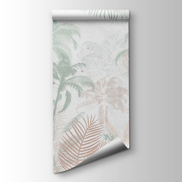 Palm trees and plants on a white background