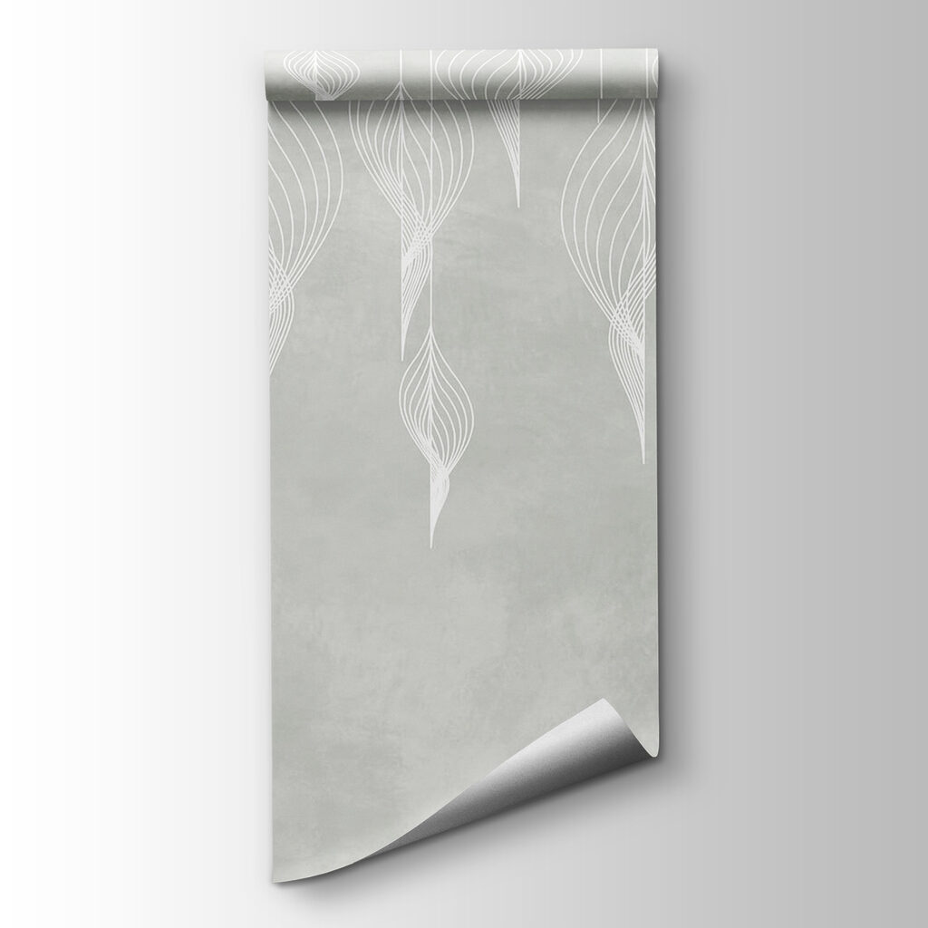 White line art of leaves