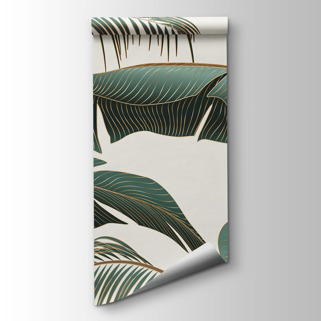 Tropical leaves on a light background