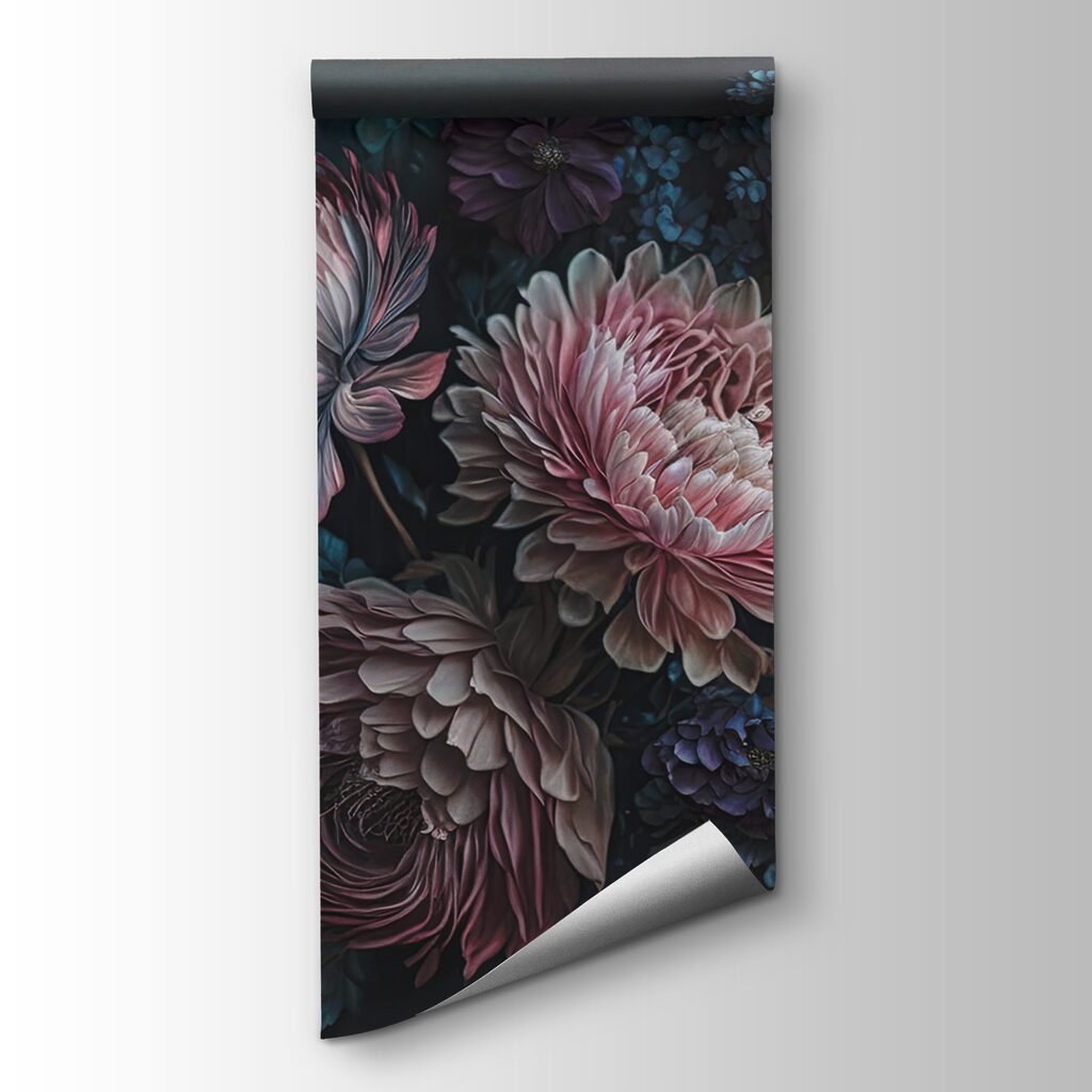 Painting of flowers on a dark background