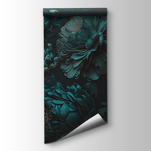 Elegant teal floral arrangement on canvas