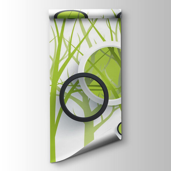 Wallpaper with circles and trees