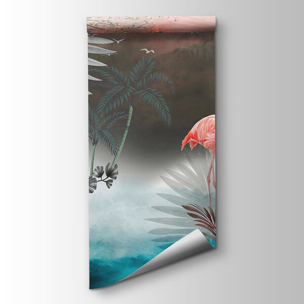 Painting of flamingos and plants