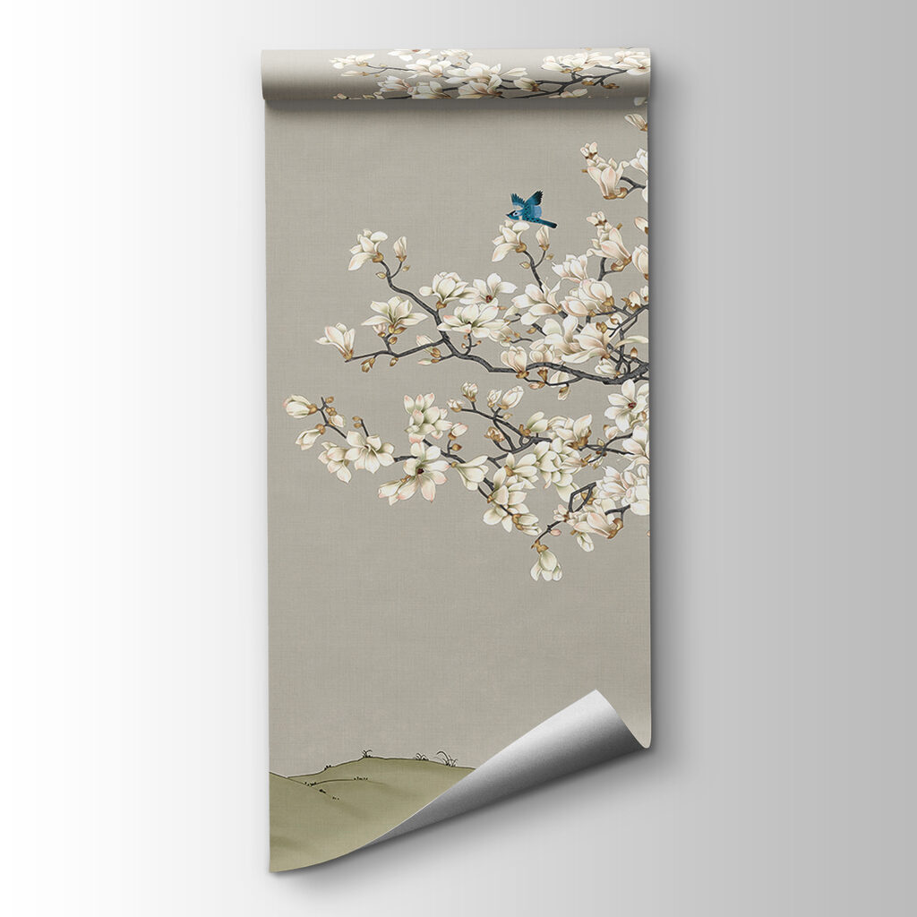 Peacock and birds on a tree