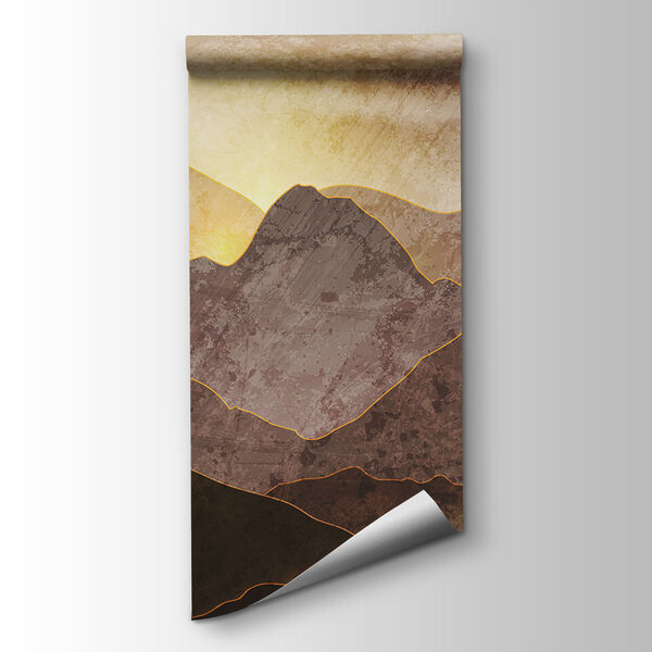 Painting of mountains and sun