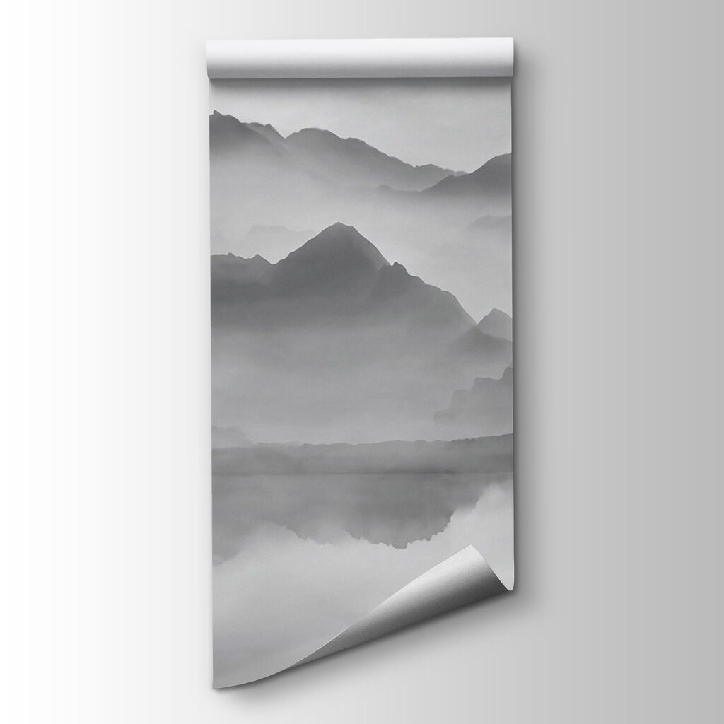 Mountain range with fog and water Mountain range with fog and water