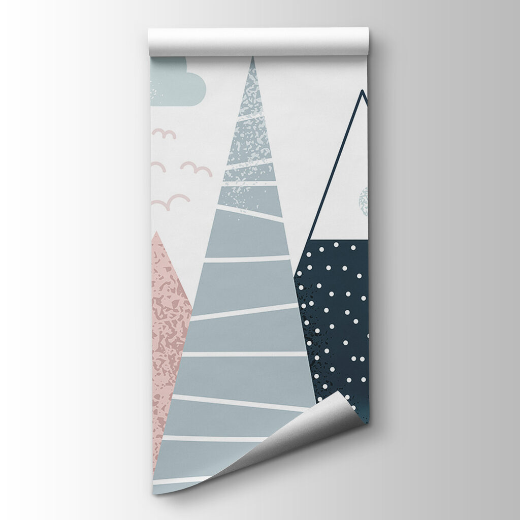 Group of mountains with trees and clouds