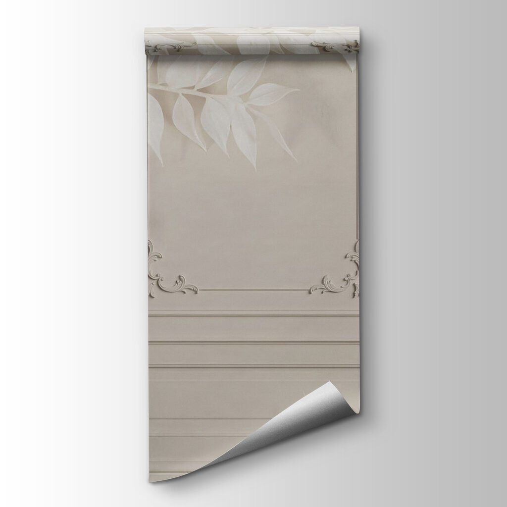 Wall with white leaves