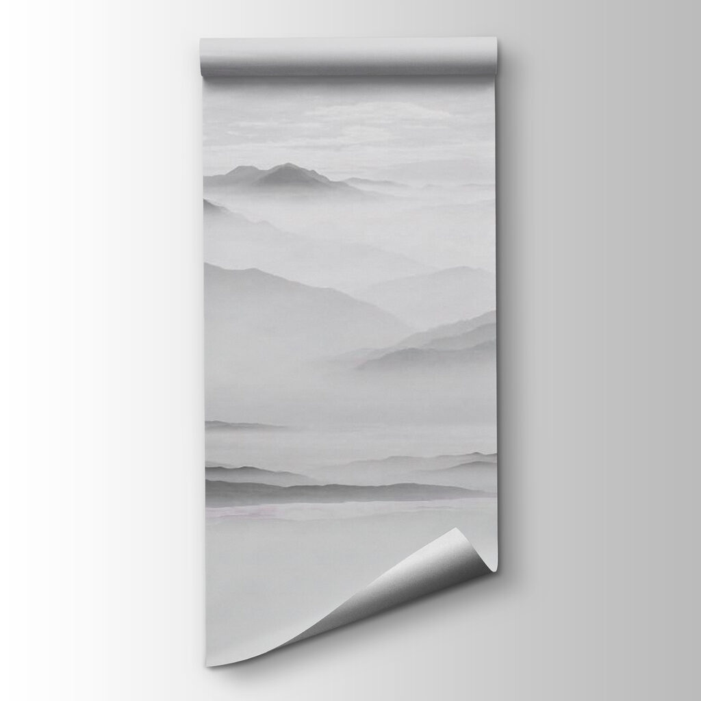 Foggy landscape with mountains