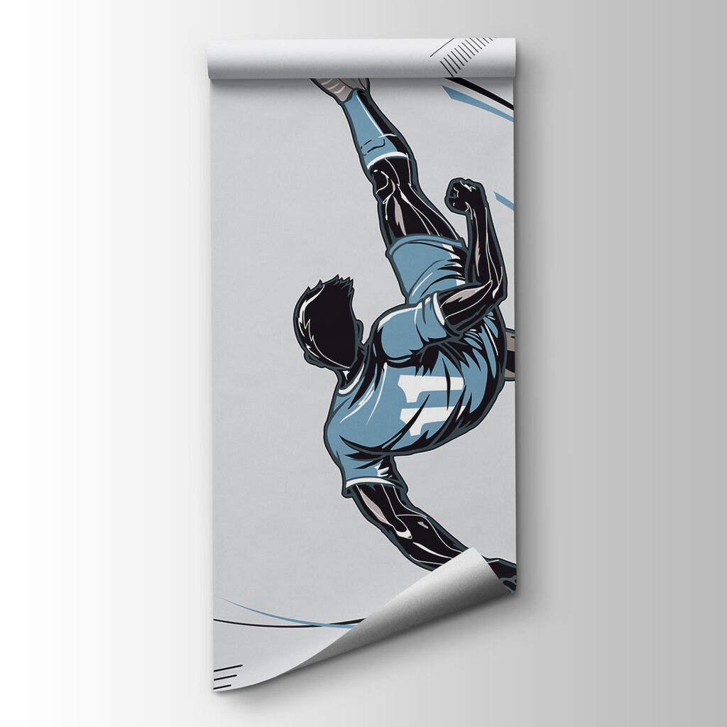 A football player kicking a ball