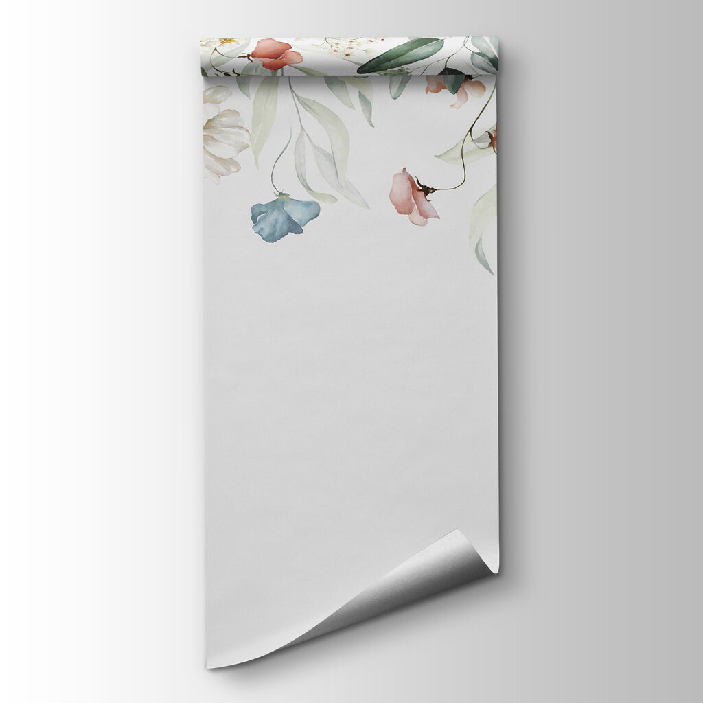 A watercolor painting of flowers and leaves