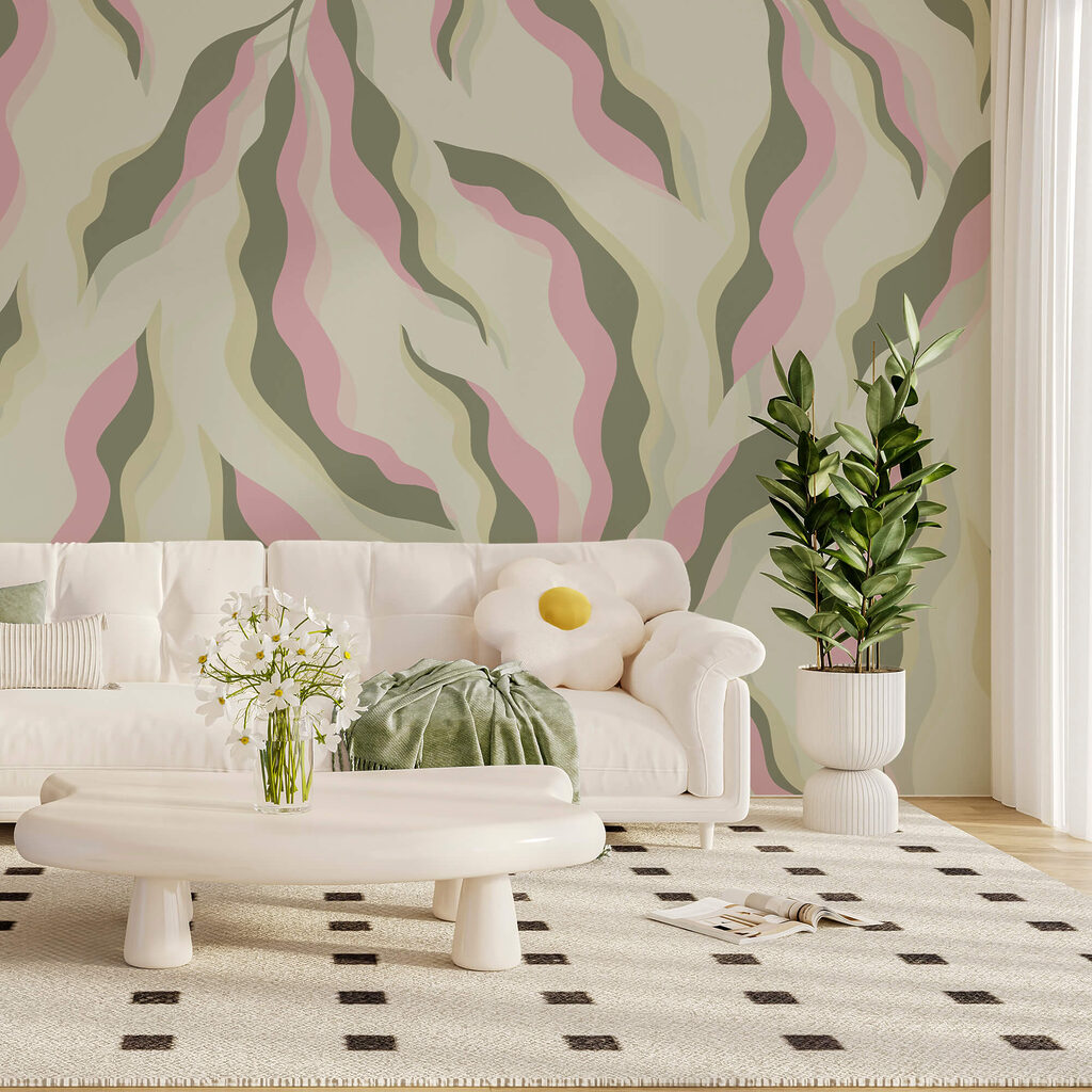 Wzór liści na jasnym tle