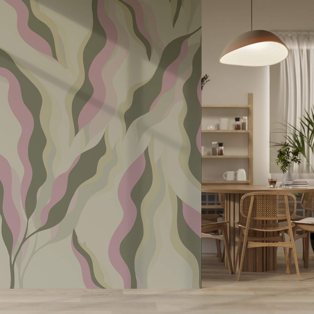 Wzór liści na jasnym tle