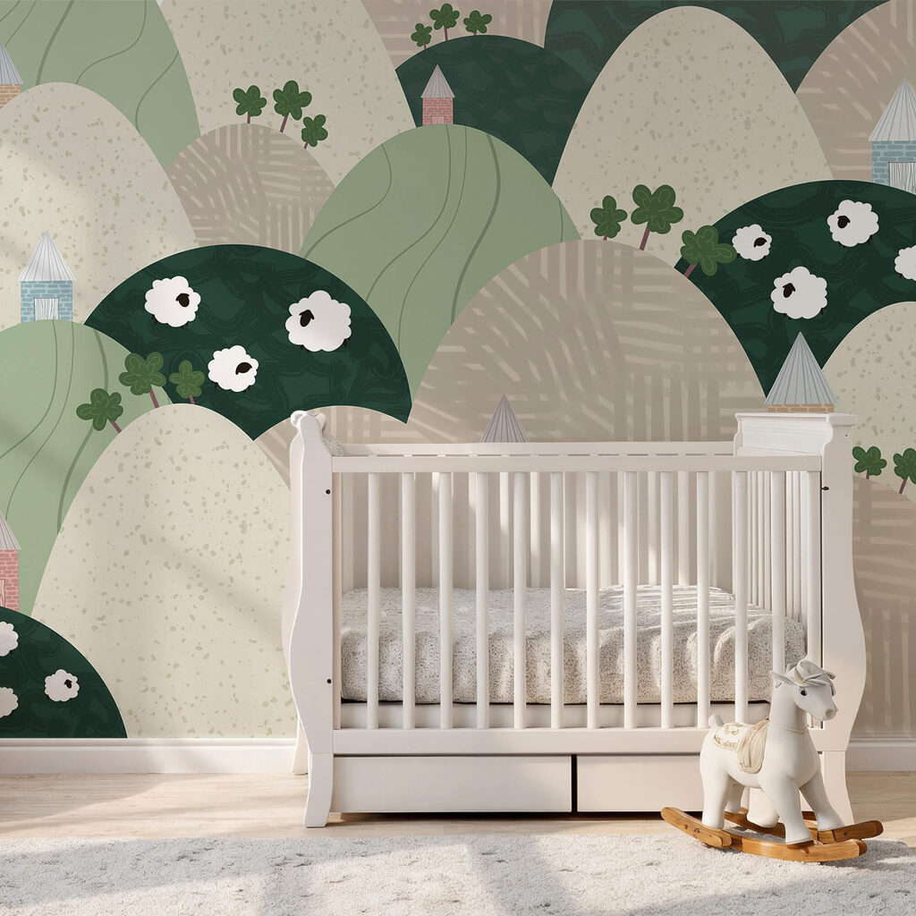 Krajobraz z wzgórzami i kwiatami Krajobraz z wzgórzami i kwiatami