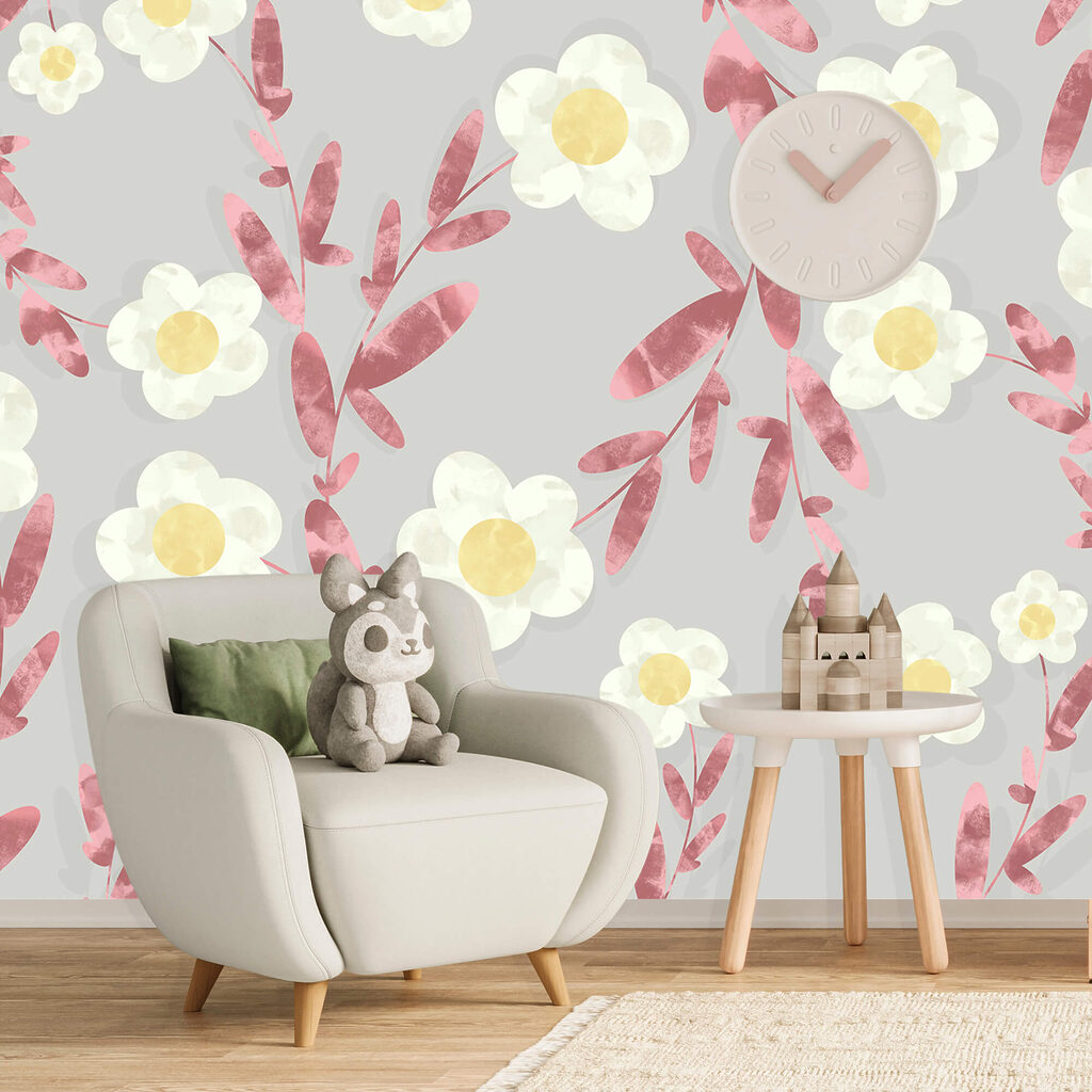 Wzór białych i żółtych kwiatów