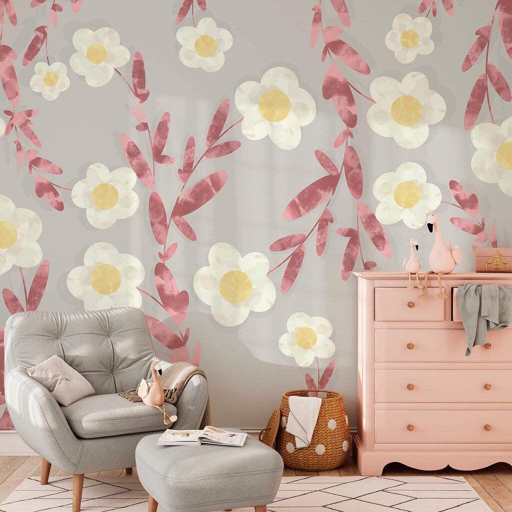 Wzór białych i żółtych kwiatów