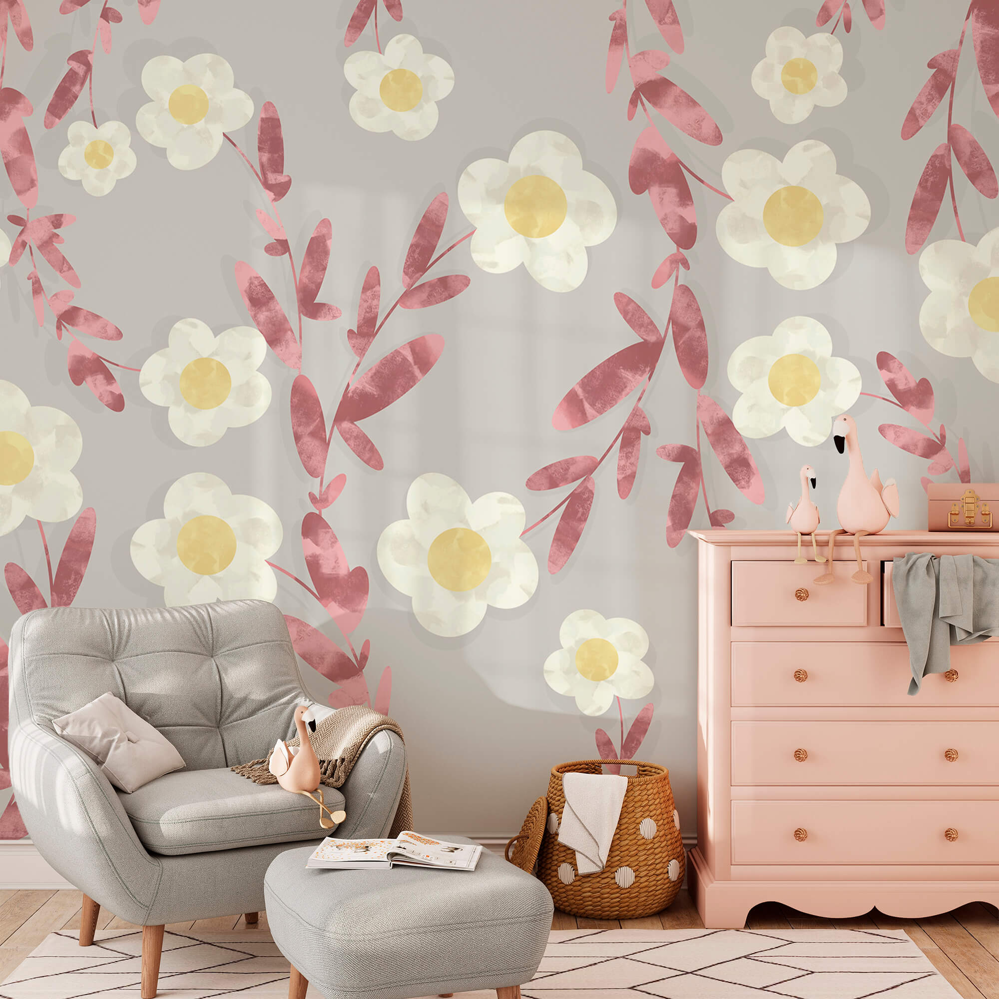 Wzór białych i żółtych kwiatów